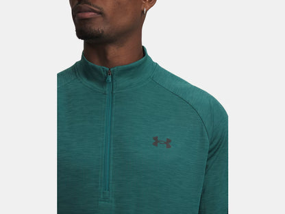 UA Tech Textured Men's 1/2 Zip - Rack Green/Black