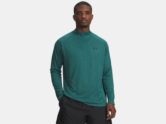 UA Tech Textured Men's 1/2 Zip - Rack Green/Black