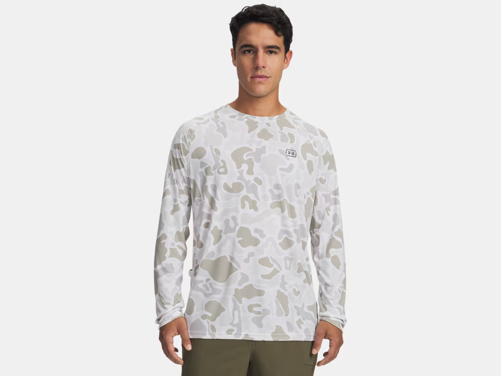 UA Fish Elite Printed Men's Long Sleeve - White/Castlerock