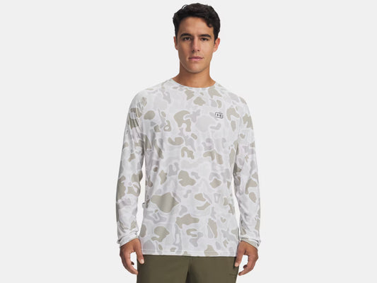 UA Fish Elite Printed Men's Long Sleeve - White/Castlerock
