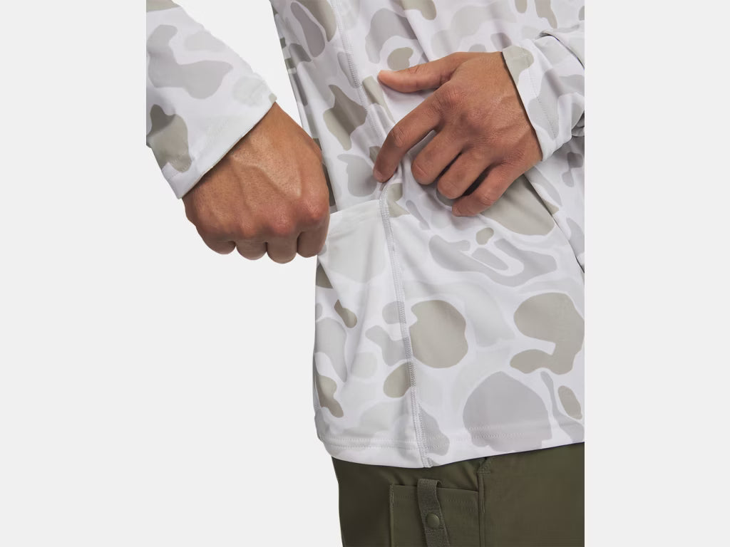 UA Fish Elite Printed Men's Long Sleeve - White/Castlerock