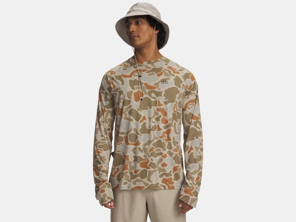 UA Fish Elite Printed Men's Long Sleeve - City Khaki/Green