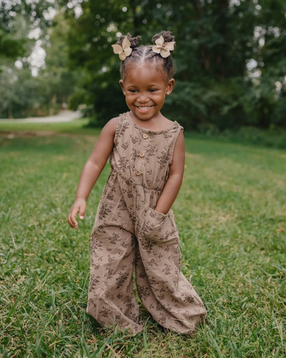 Wren Button Front Jumpsuit - Sepia Garden