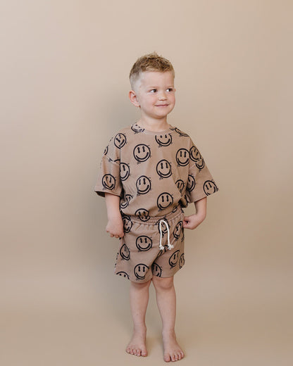 Shorts Set | Brown Smiley Face