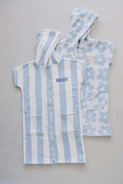 Seaside Stripe Zip-Up Organic Cotton Beach Poncho