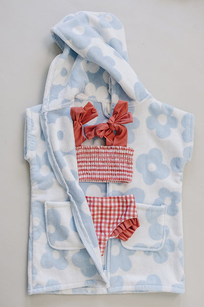 Coastal Floral Zip-Up Organic Cotton Beach Poncho