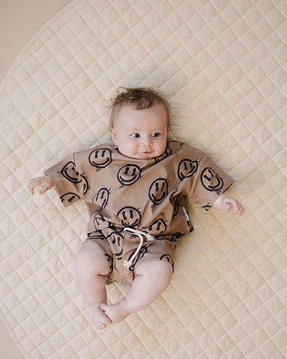 Shorts Set | Brown Smiley Face