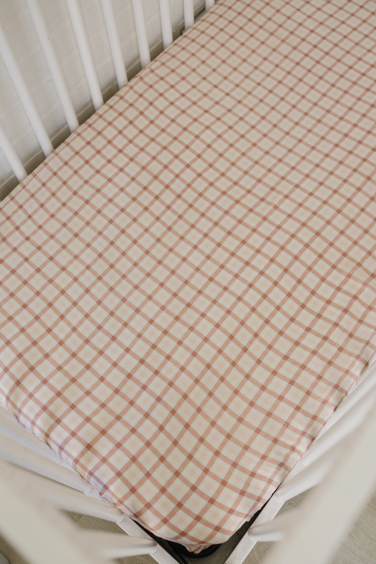 Pink Gingham Muslin Crib Sheet