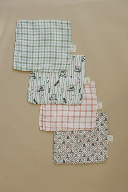 Pink Gingham Muslin Burp Cloth