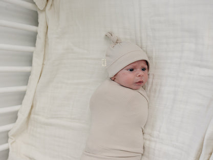 Taupe Ribbed Bamboo Newborn Knot Hat