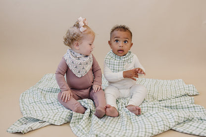 Green Gingham Classic Muslin Bib