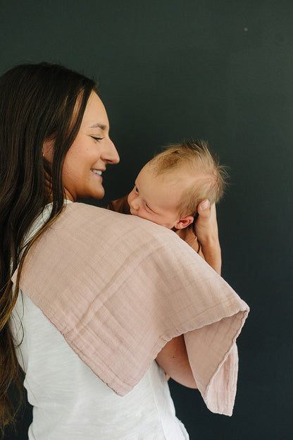 Dusty Rose Muslin Burp Cloth