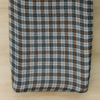 Navy Plaid Muslin Changing Pad Cover