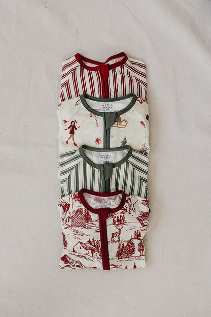 Holiday Toile Ribbed Bamboo Zipper