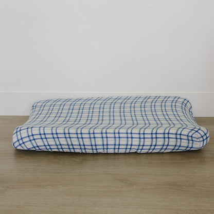 Blue & Green Plaid Muslin Changing Pad Cover