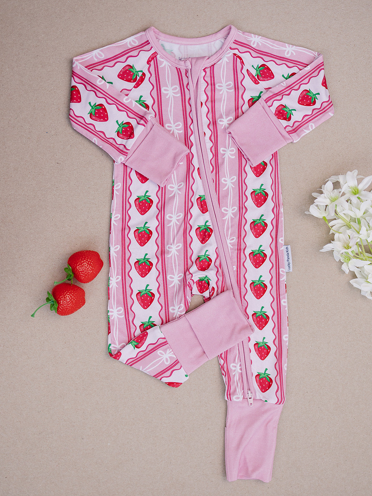 Bamboo Zip Romper | Strawberry