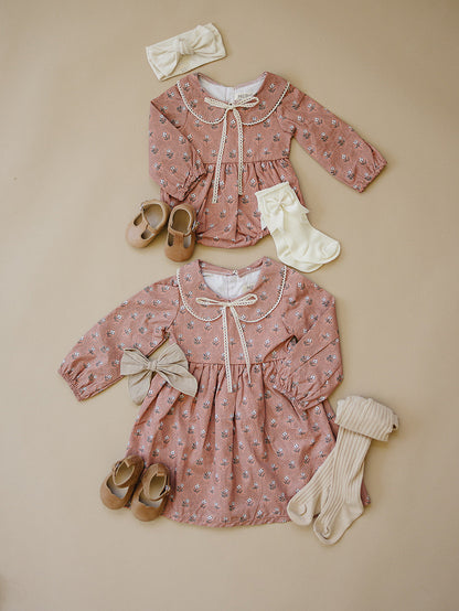Vintage Pink Floral Bubble Romper