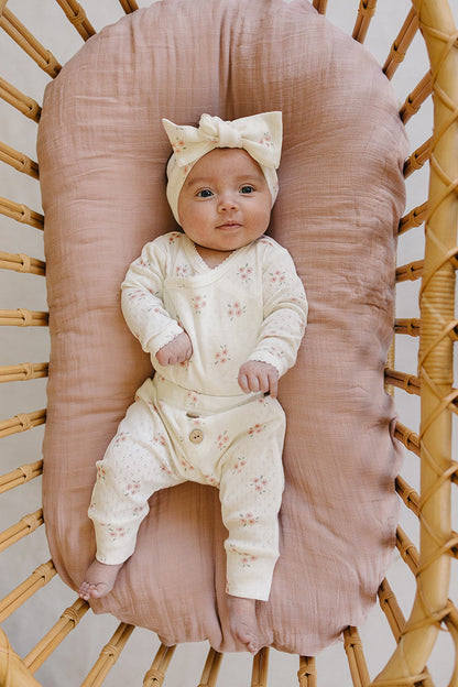 Pink Floral Pointelle Layette Set