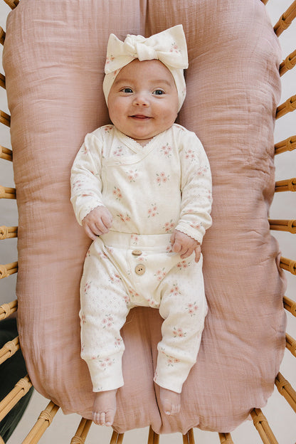 Pink Floral Pointelle Layette Set