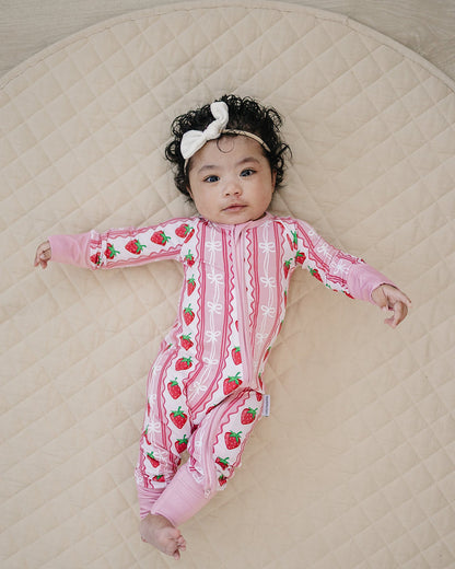 Bamboo Zip Romper | Strawberry