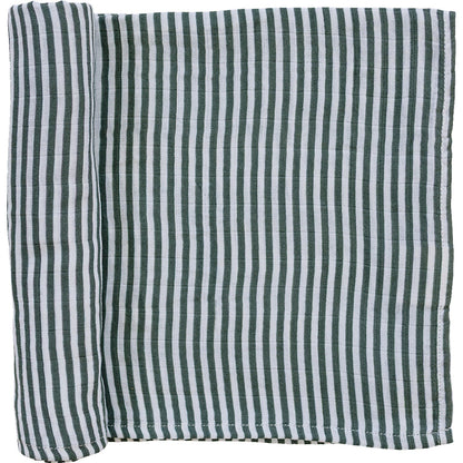 Green Stripes Muslin Swaddle Blanket