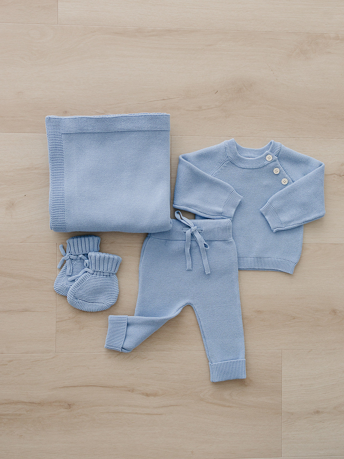 French Blue Knit Booties