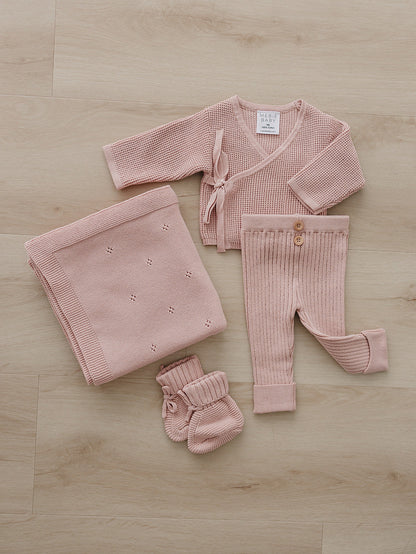 Blush Pink Pointelle Knit Blanket