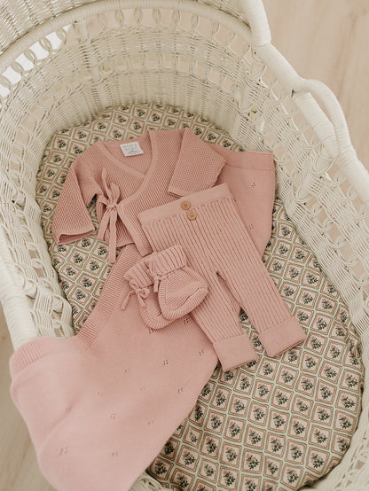 Blush Pink Pointelle Knit Blanket