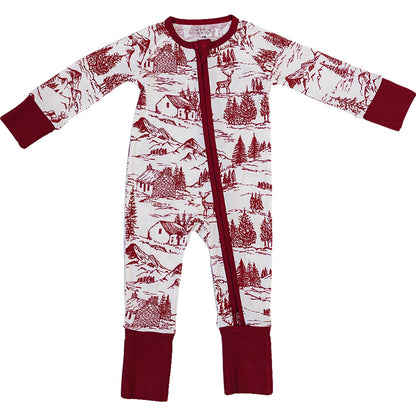 Holiday Toile Ribbed Bamboo Zipper