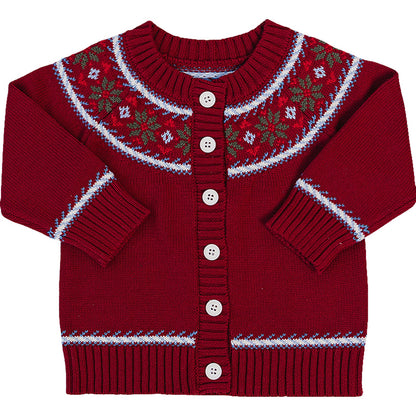 Red Fair Isle Cardigan