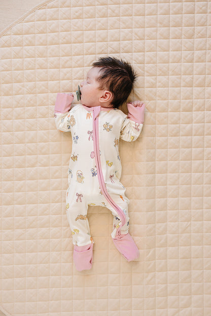 Pink Bunny Ribbed Bamboo Zipper