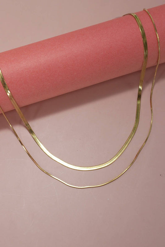Herringbone Snake Chain Necklace - Gold