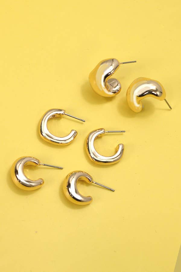 Bubbly Mini Hoop Earring Set - Gold