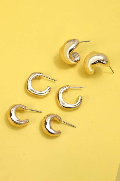 Bubbly Mini Hoop Earring Set - Gold