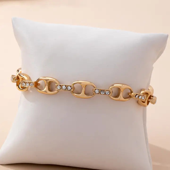 Sparkling Link Chain Bracelet - Gold