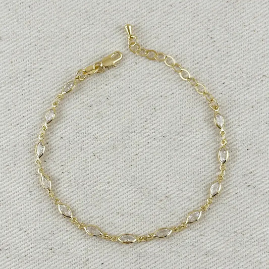 Ellipse Bezel CZ Bracelet - 18k Gold Filled