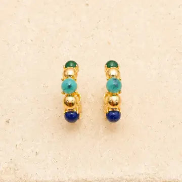 Multi Color Gold Hoops - Blues