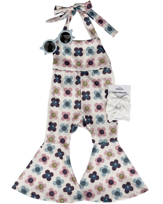Andi Pleated Bell Bottom Jumpsuit - Petal Patch