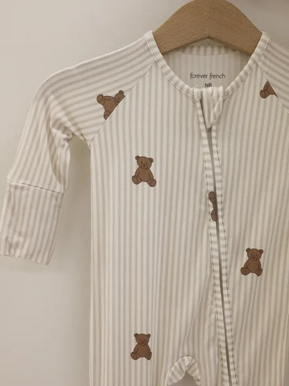 Teddy Bamboo Zip Pajamas