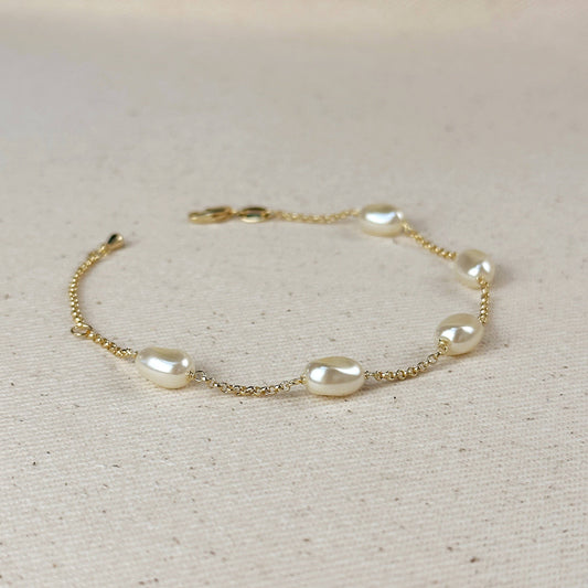 Spaced Baroque Pearl Bracelet - 18k Gold