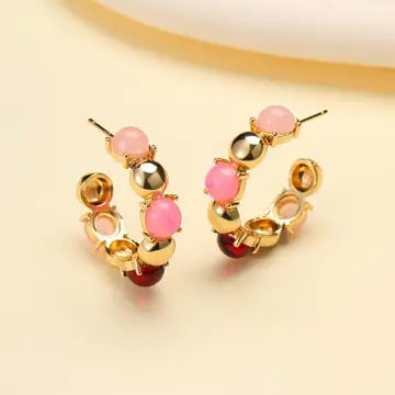Multi Color Gold Hoops - Pinks