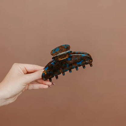House of Her Tortoise Teal Acetate Claw - Oversized