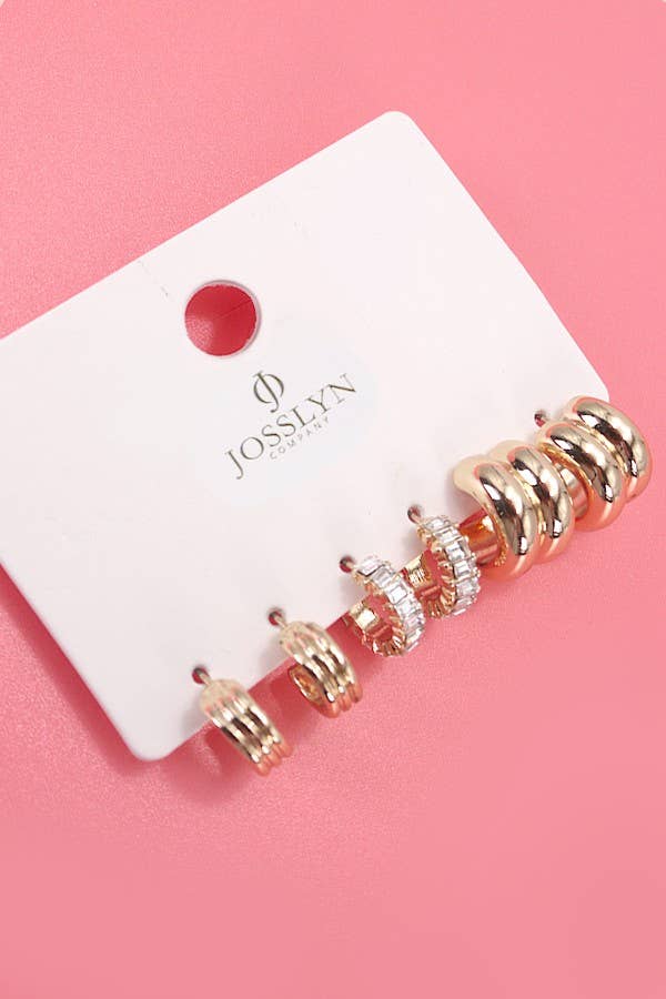 Double Hoop Huggie Trio Set