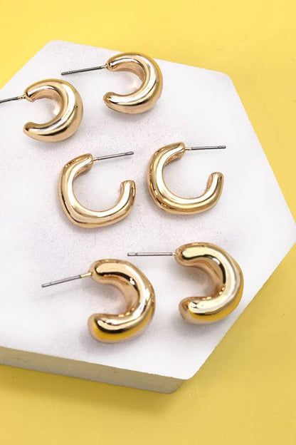 Bubbly Mini Hoop Earring Set - Gold