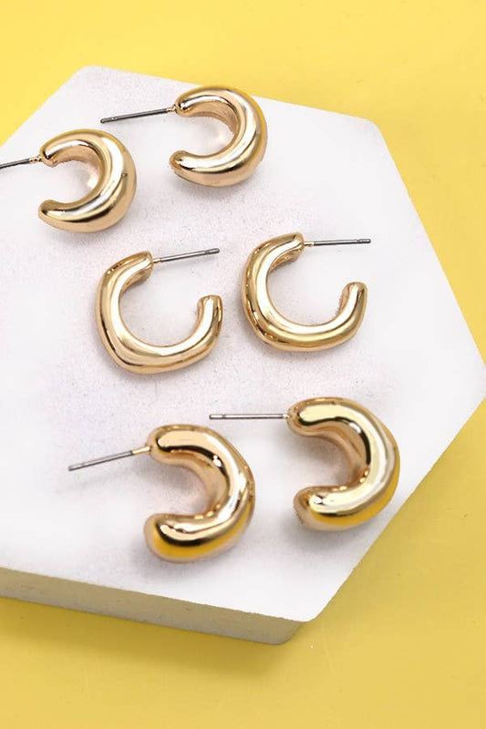 Bubbly Mini Hoop Earring Set - Gold