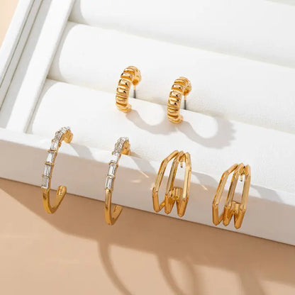 Geo Hoop Trio Set - Gold