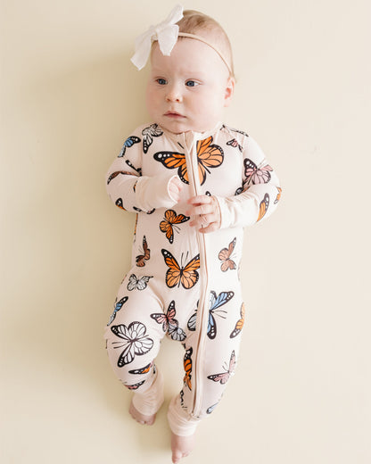 Bamboo Zip Romper | Butterflies
