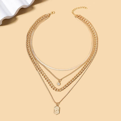 Double Charm Multi Layer Necklace - Gold