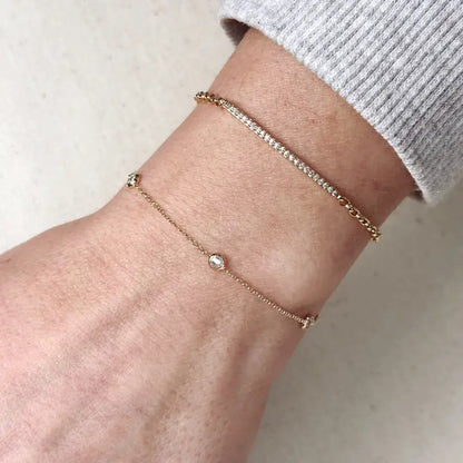 CZ Bezel Bracelet - 18k Gold Filled