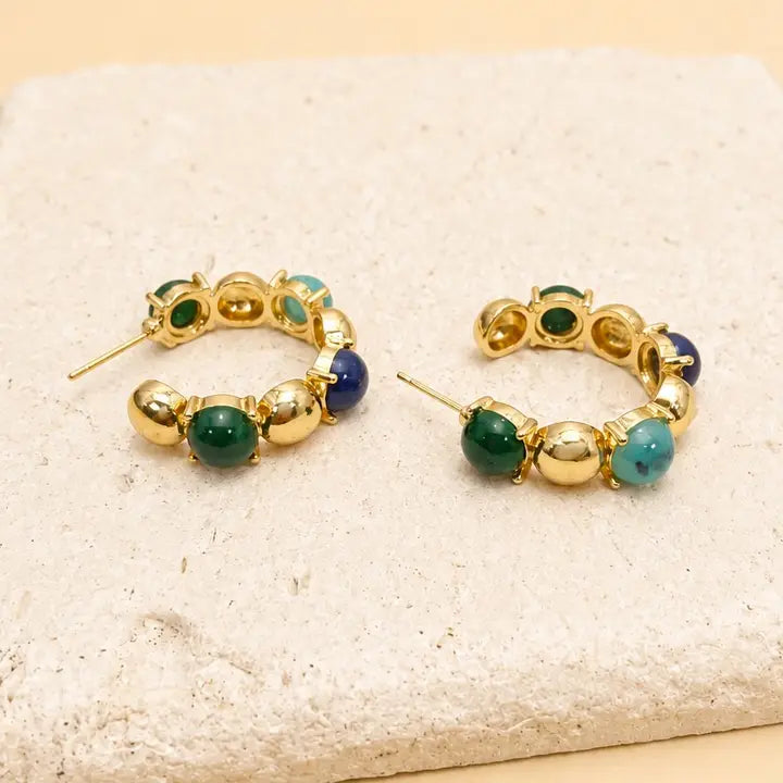 Multi Color Gold Hoops - Blues